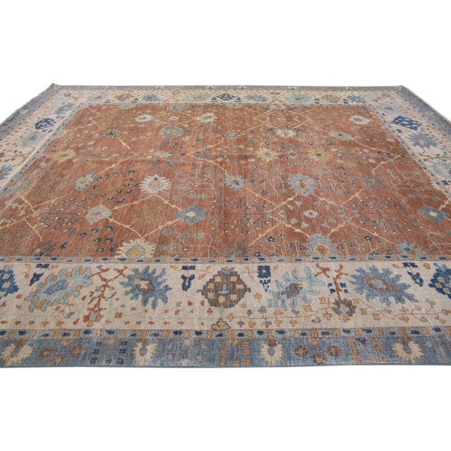 Early 21st Century Early 21st Century Modern Indian Tabriz Handmade Allover Wool Rug With Brown Field by Apadana For Sale - Image 5 of 7