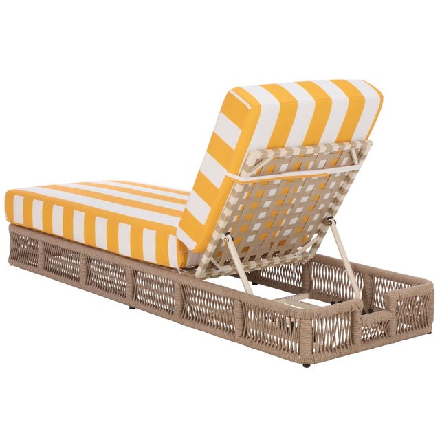 Transitional Gillian Chaise Lounge, Heather Tan/Yellow Stripe For Sale - Image 3 of 12