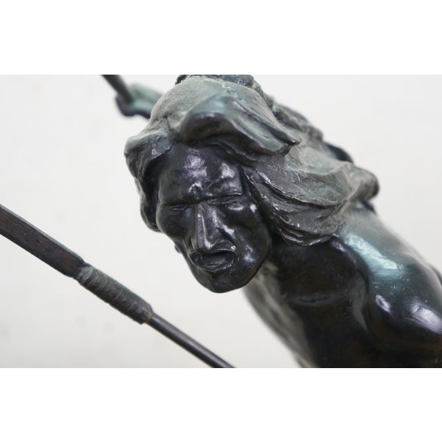 Mid 20th Century Frederic Remington Roman Bronze Works the Cheyenne Statue Sculpture 24" For Sale - Image 4 of 16