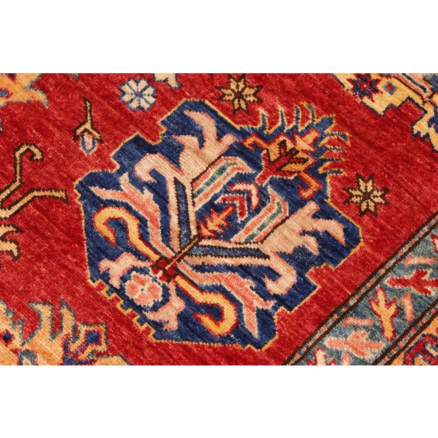 1990s 1990s 1990s Vintage Tribal Super Kazak Red/Beige Wool Rug For Sale - Image 5 of 10