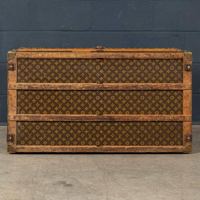 Brown Antique Steamer Trunk in Monogram Canvas from Louis Vuitton, France, 1920 For Sale - Image 8 of 18