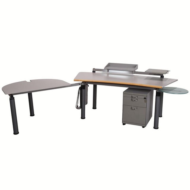 Adjustable Metropol Wood and Metal Desk with Rolling Container and Storage in Off-White from Vitra For Sale - Image 12 of 12