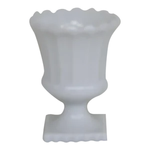 White Opaline Milk Glass Paneled Urn Vase Pedestal Planter