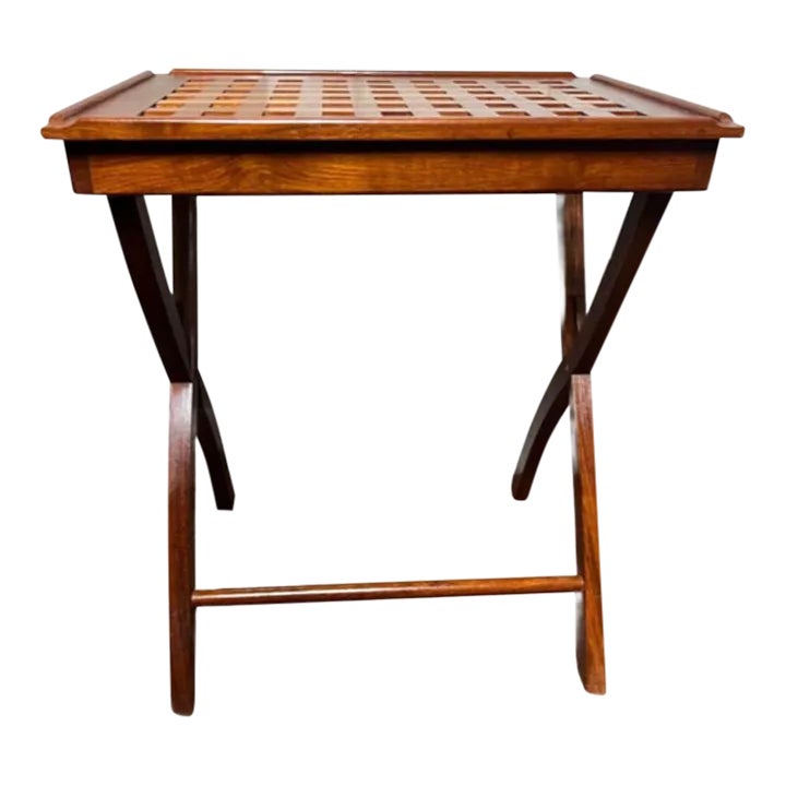 Mid 20th Century Solid Teak Folding Tea Tray Table Chairish
