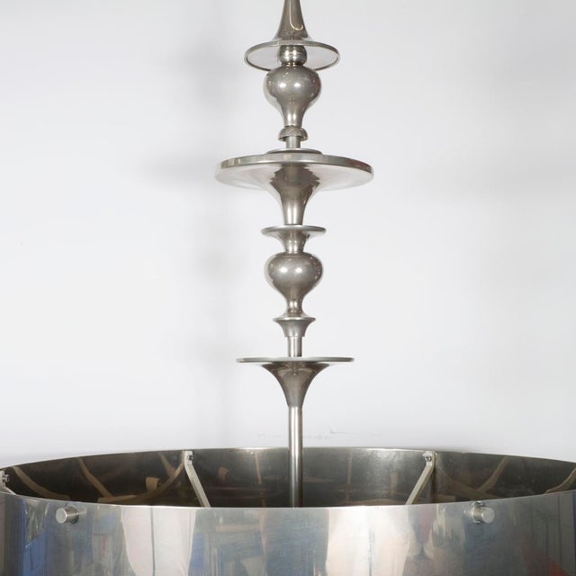 Metal Large scale drum chandelier with mesh diffuser For Sale - Image 7 of 9