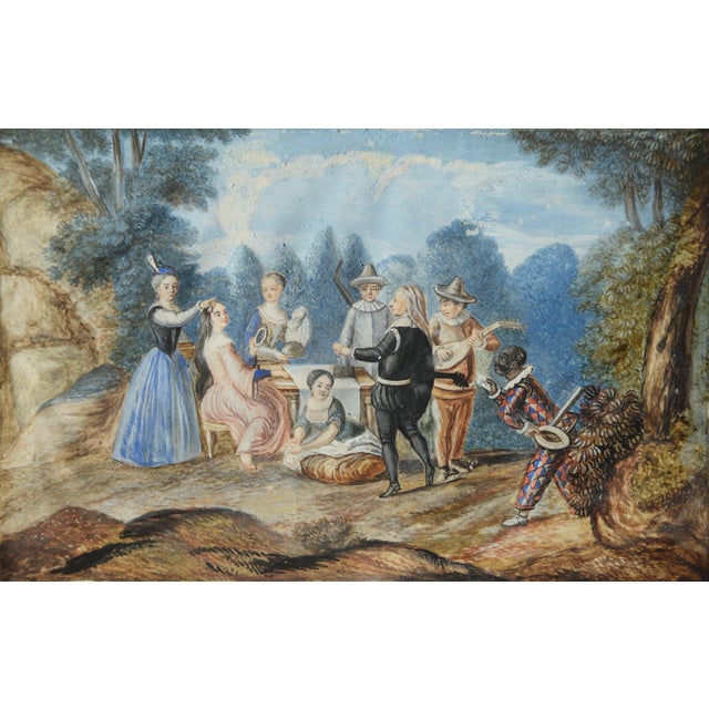 Commedia Dellarte (Harlequin), 1700s, Gouache & Ink on Paper For Sale - Image 9 of 9