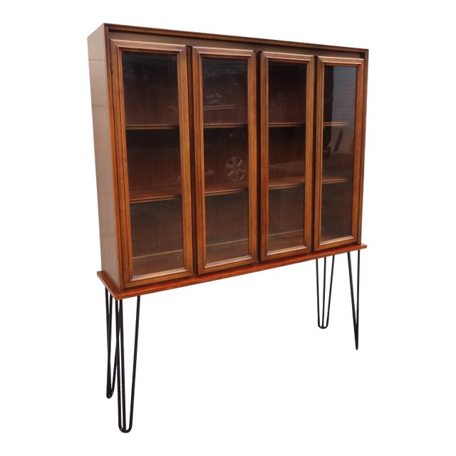 Mid Century Modern Display China Cabinet With Hairpin Legs 6240 For Sale