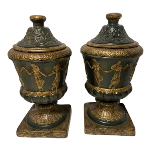 Maitland Smith Style Campagna Frieze Urns - A Pair