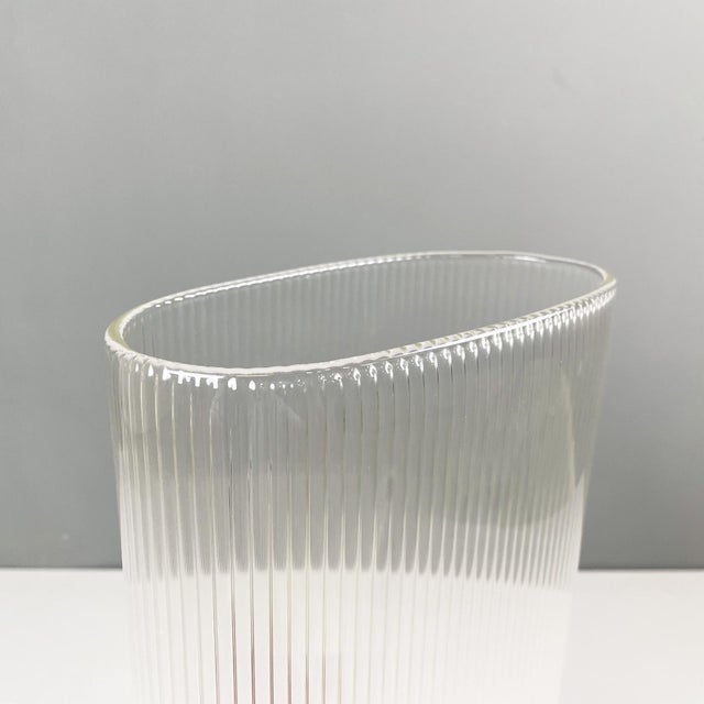 1990s Modern Italian Glass Vase with Oval Shape by Roberto Faccioli, 1990s For Sale - Image 5 of 9