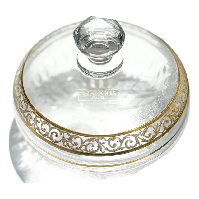 St. Louis ‘Thistle’ Bomboniere Crystal & Gold Candy Dish For Sale