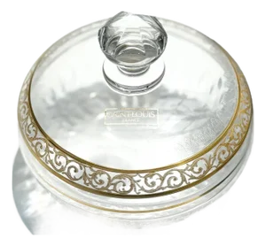 St. Louis ‘Thistle’ Bomboniere Crystal & Gold Candy Dish