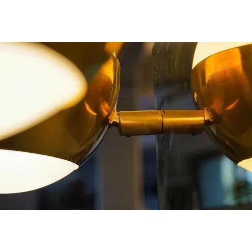 Metal Siderale Twin Shades Brass and Lattimo Glass Sconce by Silvio Piattelli For Sale - Image 7 of 13