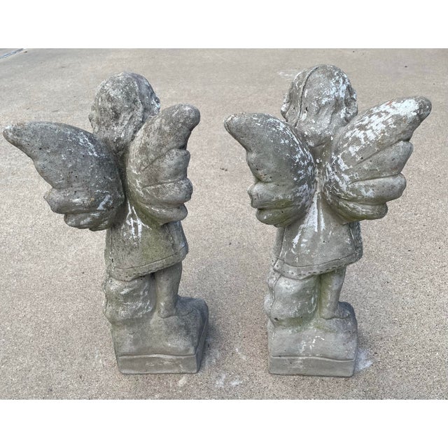 Vintage Aged Concrete Angels - A Pair For Sale In Dallas - Image 6 of 9
