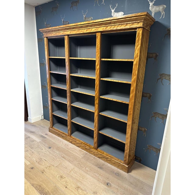 Large Satinwood Open Bookcase For Sale - Image 11 of 11