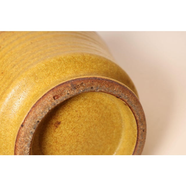 Petite Vintage Matte Ochre Studio Stoneware Vessel / Bud Vase by Deanna Nichols For Sale - Image 12 of 13