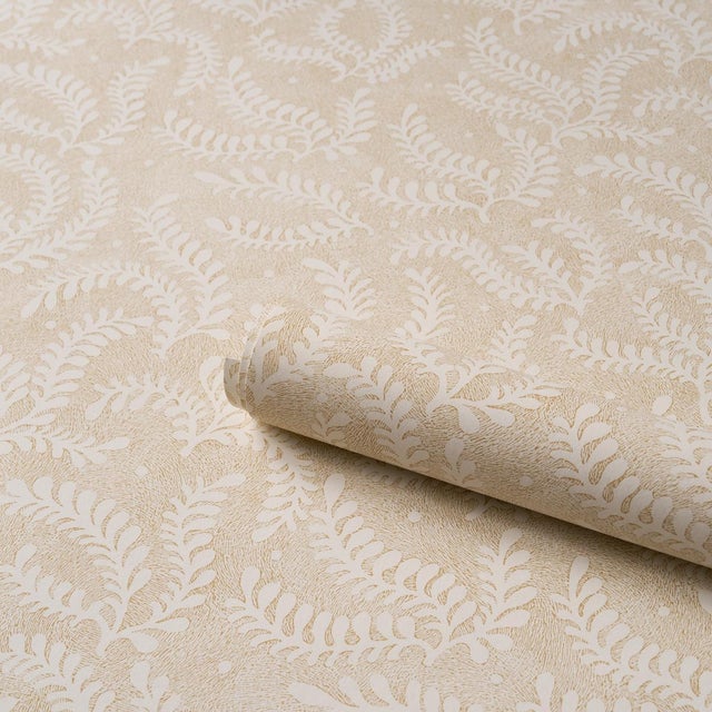 Schumacher Schumacher Etched Fern Wallcovering In Ochre For Sale - Image 4 of 6