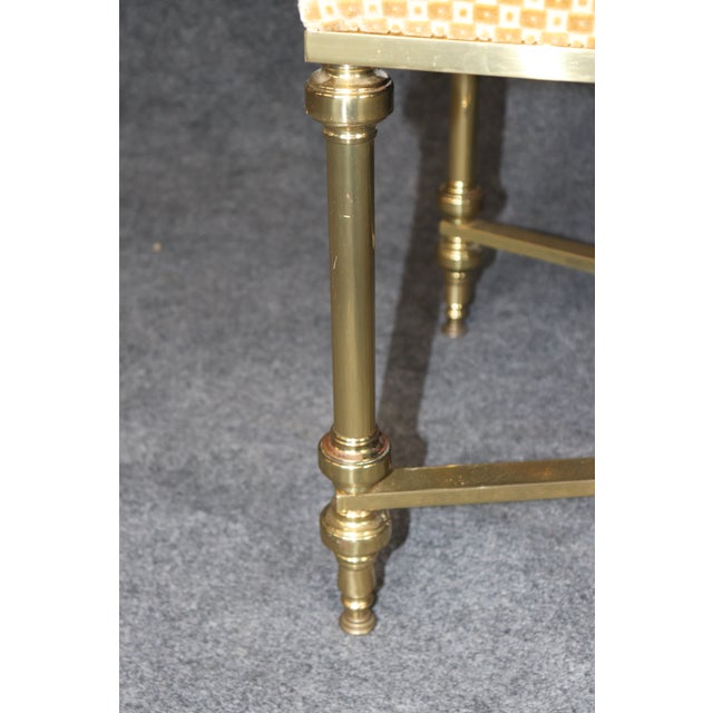1970s 1970's Maison Jansen Style Brass Upholstered Directoire Bench For Sale - Image 5 of 8