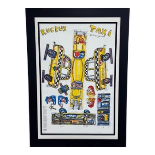 Circa 1986 Red Grooms "Ruckus Taxi" Framed 3d Lithograph Sculpture, Framed For Sale