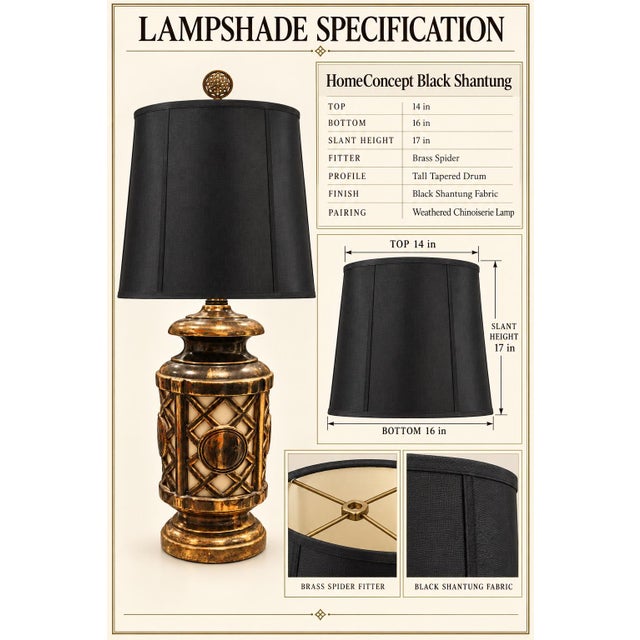 Mid 20th Century Mid 20th Century Chinoiserie Lighted Ceramic Table Lamp With Black Shantung Shade For Sale - Image 5 of 11