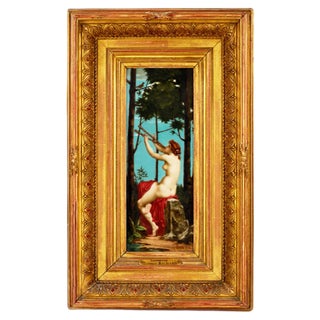 Hortense Richard, Mythical Figure, Porcelain Painting, Framed For Sale