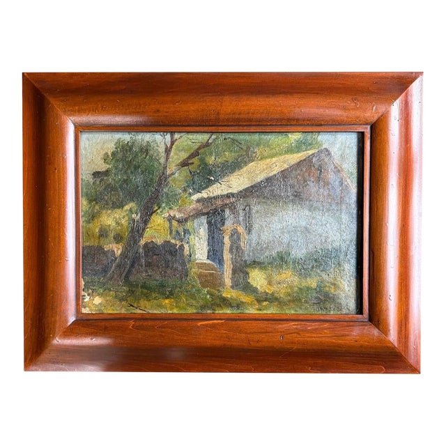 Vintage Signed Oil on Canvas “Paysage” – Russian School Landscape For Sale