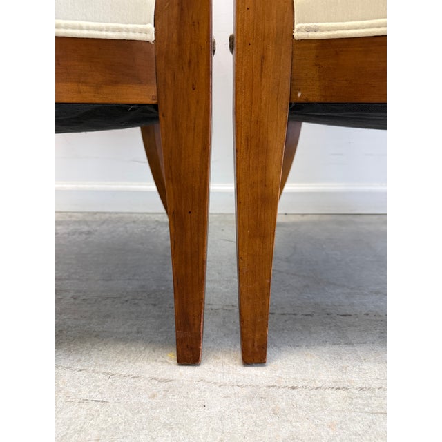 Pair of Vintage Baker Furniture Walnut & Cane Barrel Lounge Chairs For Sale - Image 16 of 17