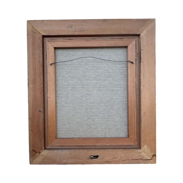 Mid 20th century still life oil painting signed by artist. Depicting tall wine craft bottle and fruit bowl.