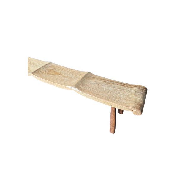 Contemporary Very Long Sculptural Teak Wood Bench, Modern Organic, Stunning Wood Textures For Sale - Image 3 of 8