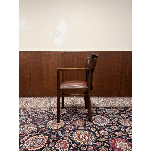 English Desk Chair in Leather and Teak For Sale - Image 3 of 8