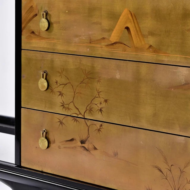 Edward Wormley Dunbar 4-Piece Black Lacquer Asian Modern Modular Credenza For Sale - Image 12 of 13