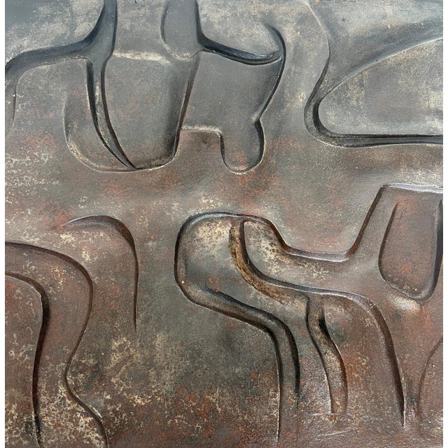 1970s Modernist cast iron fireback. French work. Circa 1970 For Sale - Image 5 of 12