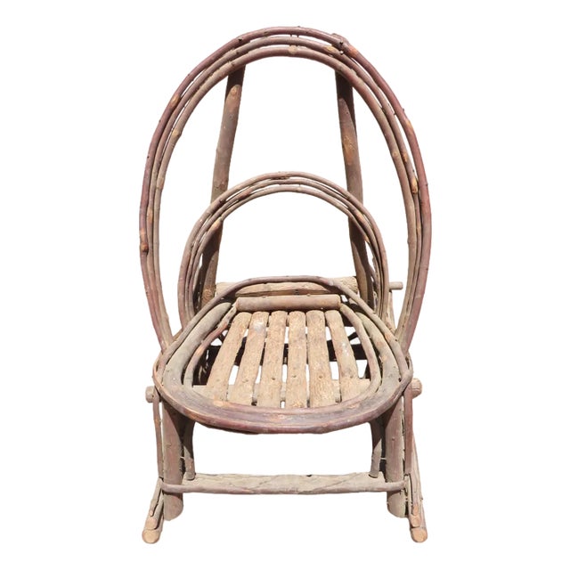 1920s Adirondack Folk Art Bentwood Twig Child's Rocker For Sale