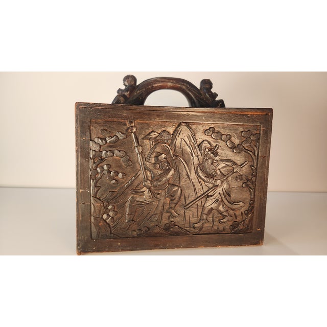 Stunning Antique Mahjong Set 1920s Made of Bone and Bamboo in AmazingCarved Box For Sale - Image 13 of 15