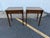 Pair of Federal style inlaid mahogany side tables . They feature with tapered legs, a single dovetailed drawer, a slightly...