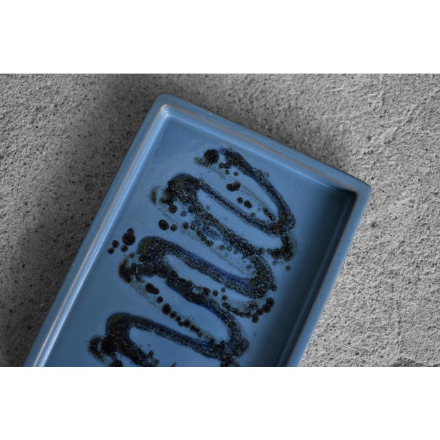 Blue Vintage Scandinavian Blue Ceramic Tray, 1960s For Sale - Image 8 of 9