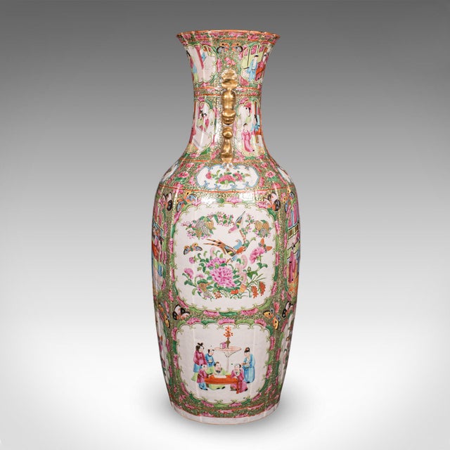 1900 - 1909 Tall Antique Famille Rose Vase, Chinese, Ceramic, Qing, Centrepiece, Victorian For Sale - Image 5 of 12