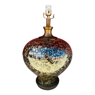 Uttermost Bronze/Copper Glass Table Lamp For Sale
