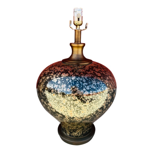Uttermost Bronze/Copper Glass Table Lamp For Sale