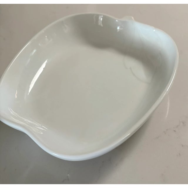 Postmodern Fitz and Floyd White Porcelain Apple Dish For Sale - Image 3 of 10