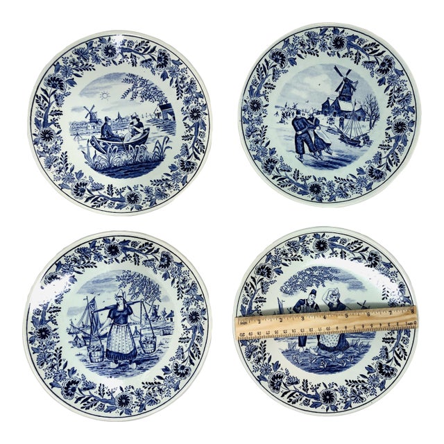 Boch Delfts Belgium Plates - Set of 4 For Sale
