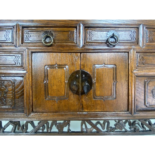 Antique Chinese Elmwood Altar Coffer with Foliage-Carved Spandrels For Sale - Image 14 of 18
