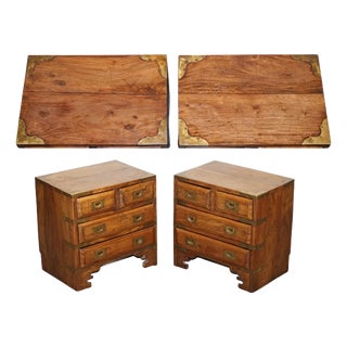 Vintage Military Campaign Bedside Tables in Brass, Set of 2 For Sale