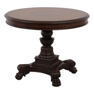 Maitland Smith 42 Inch Round Inlaid Mahogany Center Table For Sale