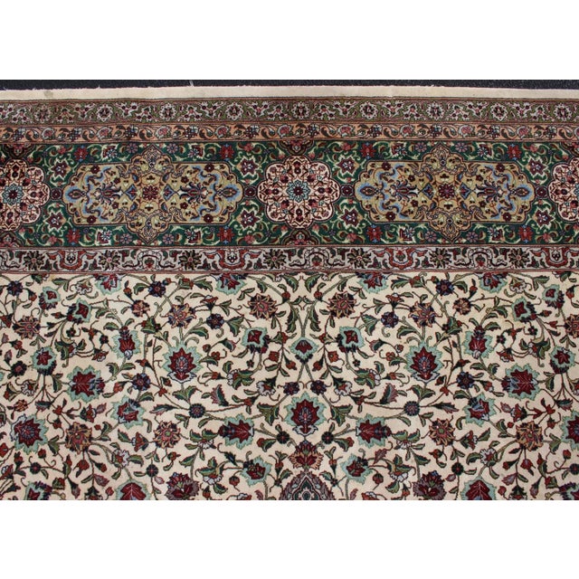 Textile Large Vintage Persian Fine Tabriz Rug With Floral Medallion Design 13 X 19'9 For Sale - Image 7 of 15