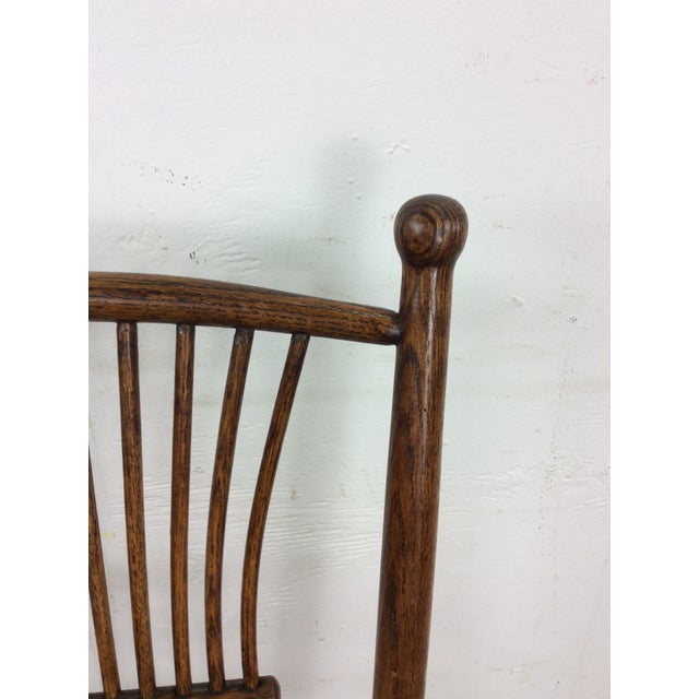 American Antique Oak Chair With Unique Turned Wood Back and Caned Seat For Sale - Image 3 of 12