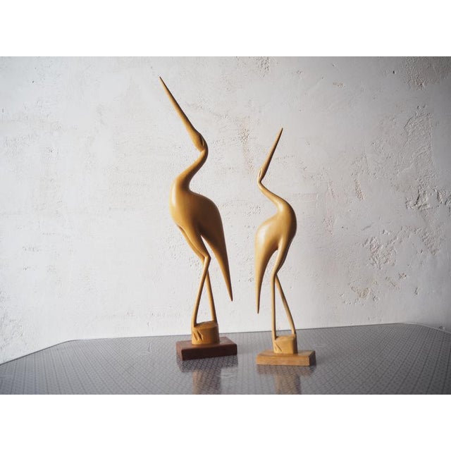 Vintage Herons Statue in Wood, 1970s For Sale - Image 3 of 15