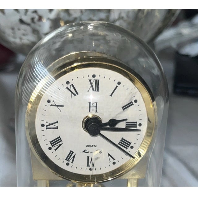 Mid-Century Modern Vintage MCM Hci Elgin Quartz Movement Mini Dome Clock For Sale - Image 3 of 3