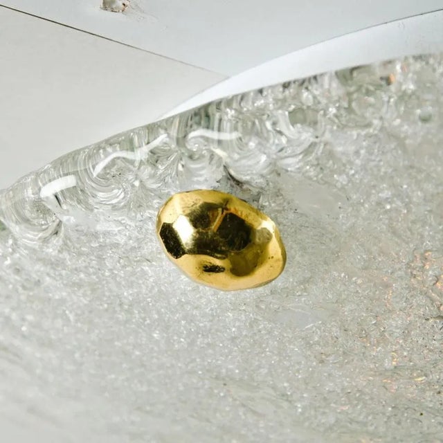 Metal Large Textured Murano Glass Flush Mount from Hillebrand, 1965 For Sale - Image 7 of 12