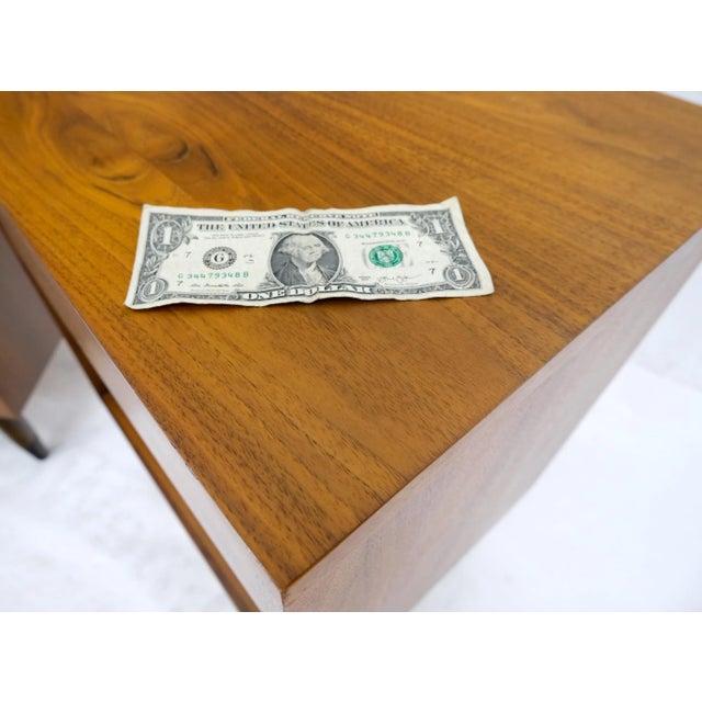 Pair Light American Walnut Two Drawers End Tables Nightstands Cabinets Dowel Leg For Sale - Image 6 of 13