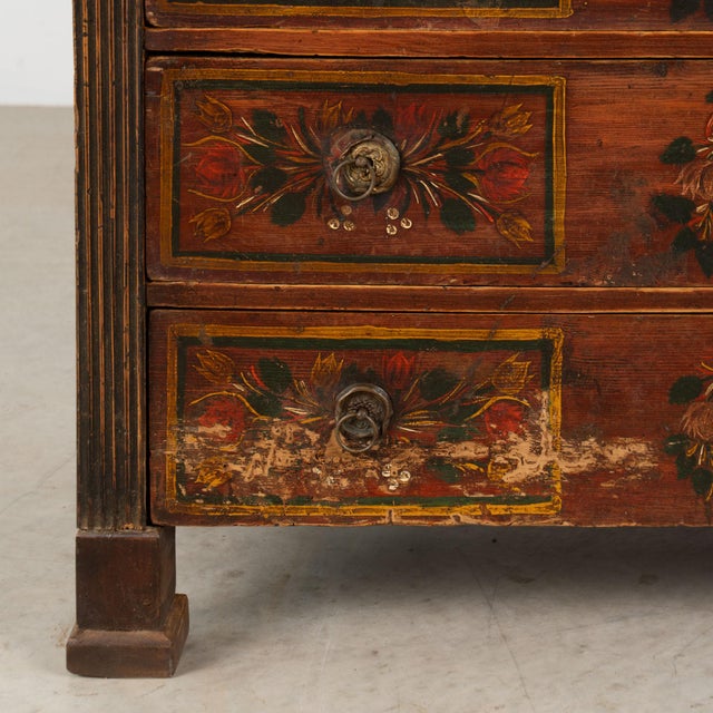 Hungarian Original Hand-Painted Pine Chest of Four Drawers Dated 1865 For Sale - Image 15 of 18